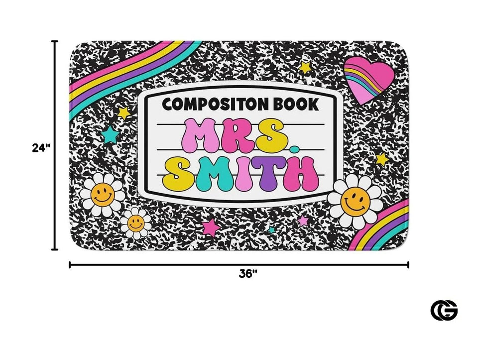 Custom Notebook Welcome Mat for Classroom and Bedroom - Composition #4 / 2' x 3' (Rectangular)