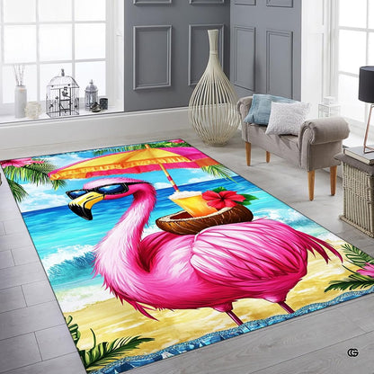 Living room setup showcasing tropical flamingo floor decor beside seaside accents. - thumbnail image 6 of 8