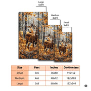 Dimension chart displaying size options for whitetail deer area rug. - thumbnail image 2 of 7