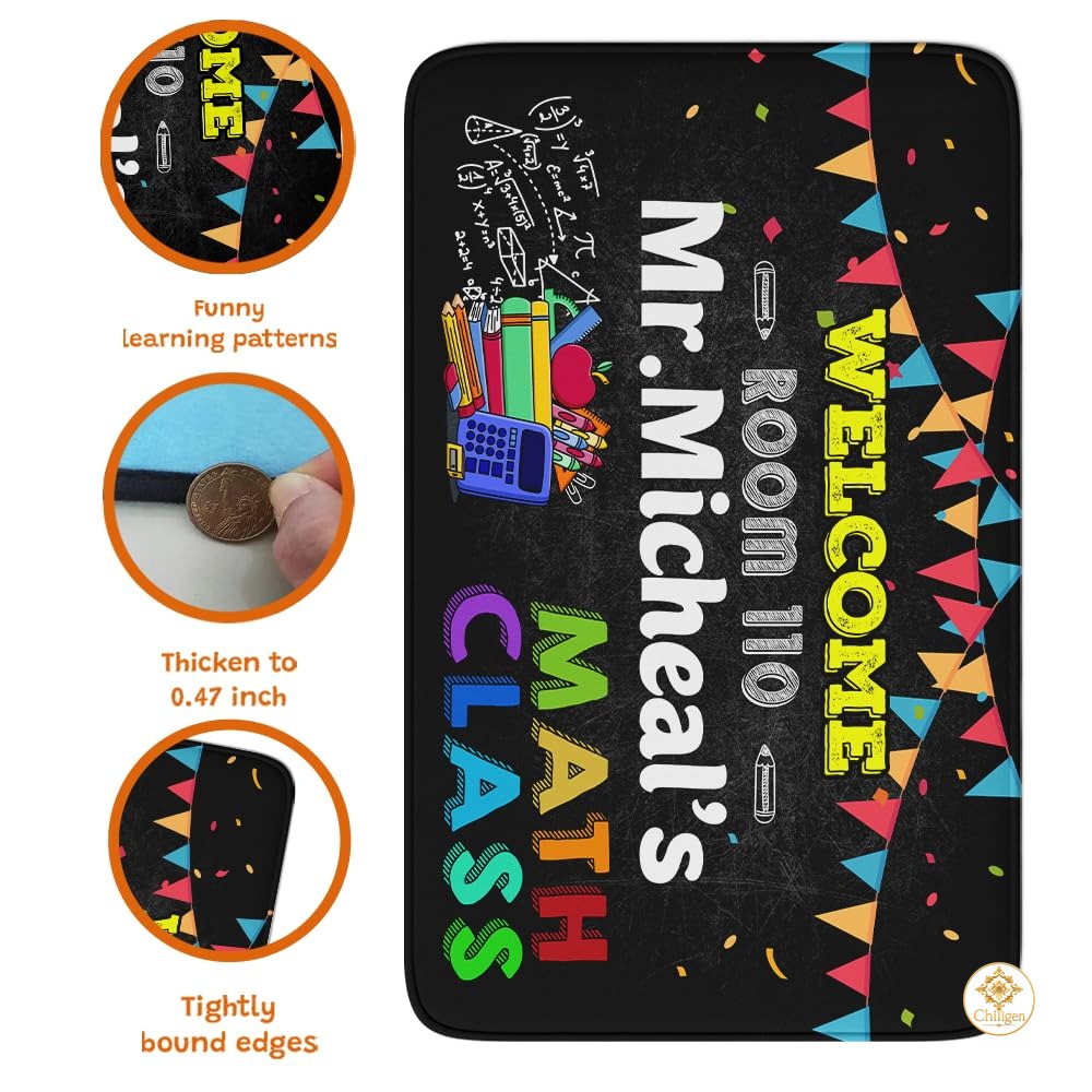Custom Mathematics Education Rug for Classroom and Playroom - Welcome to Math Class / 3' x 5' (Rectangular)
