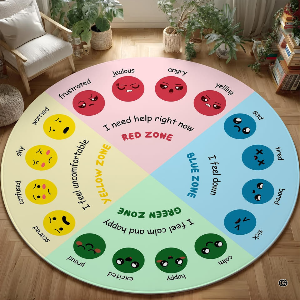 Personalized Emotion Chart Face Emojis Rug, Machine Washable