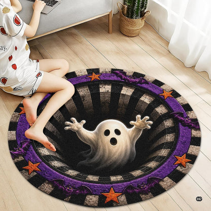Custom Halloween 3D Optical Illusion Round Rug Skeleton Horror Area Rug (1, #12)