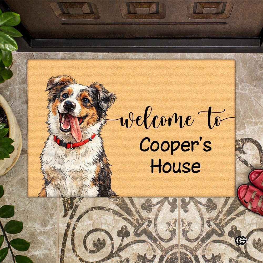 Personalized Pet Dog Welcome Door Mat with Photo and Name (A01)