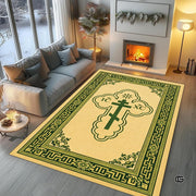 Personalized Orthodox Christian Area Rug, Custom Eastern Orthodox Russian Greek Byzantine Non-Slip Rug for Women Men, IC XC Nika Cross Mat for Living Room, Bedroom, Church Decor (D9)