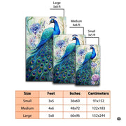 Spacious bedroom mockup featuring the peacock on flowering branch rug - thumbnail image 2 of 7