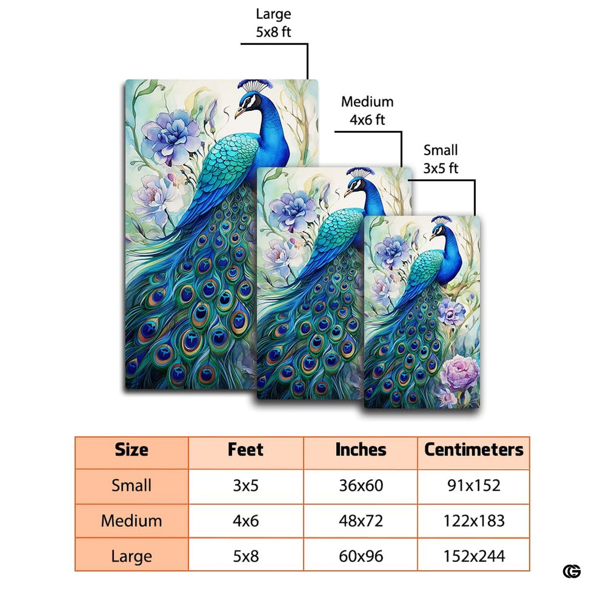 Spacious bedroom mockup featuring the peacock on flowering branch rug - image 2 of 7