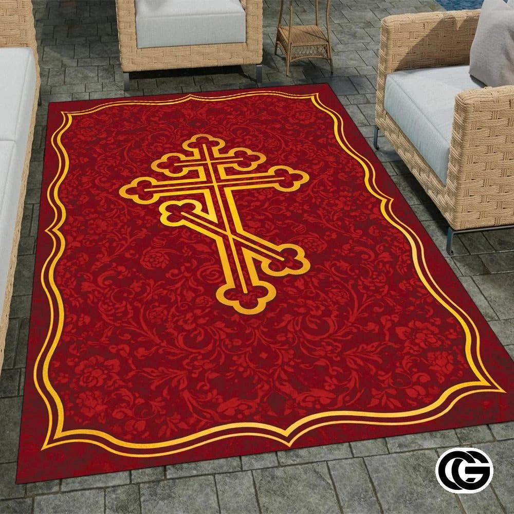 Personalized Orthodox Welcome Mat with Cross and Eagle