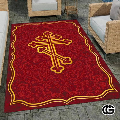 Personalized Orthodox Welcome Mat with Cross and Eagle