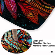 Close up texture detail of mandala eagle area rug soft pile surface and hemmed edges. - thumbnail image 3 of 7