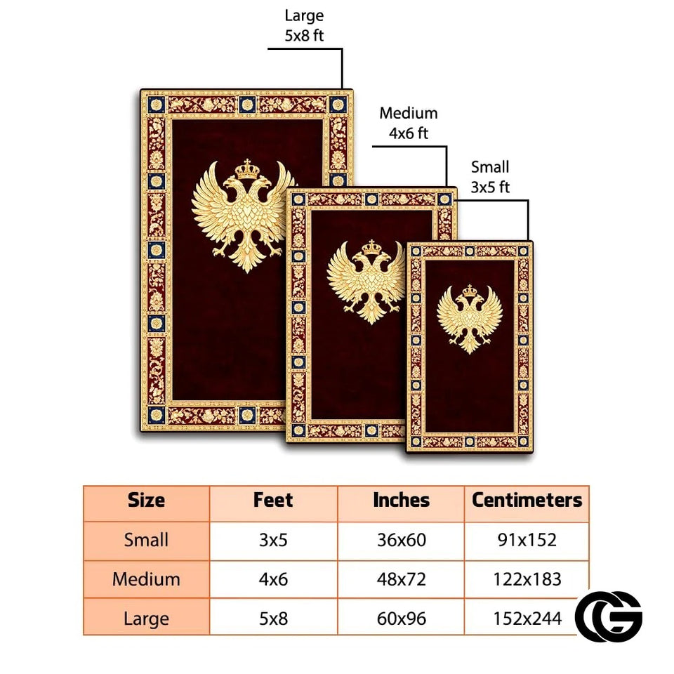Personalized Orthodox Cross Rug with Byzantine Eagle