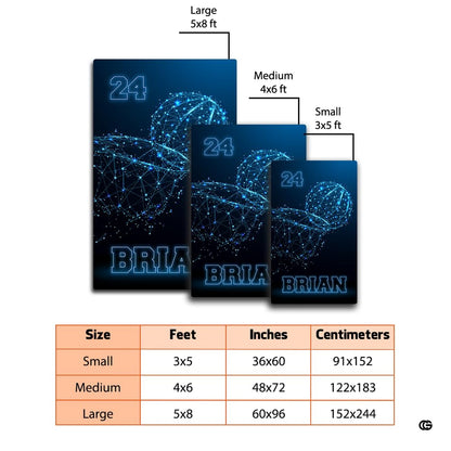 Dimension comparison chart displaying multiple size formats for this basketball area rug. - thumbnail image 2 of 7