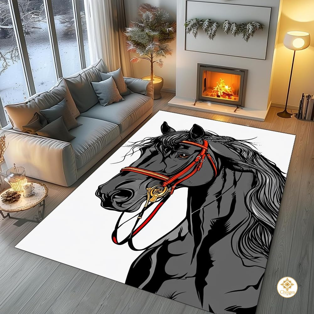 Custom Running Horse Welcome Mat for Front Door and Entryway - Horse-ds25