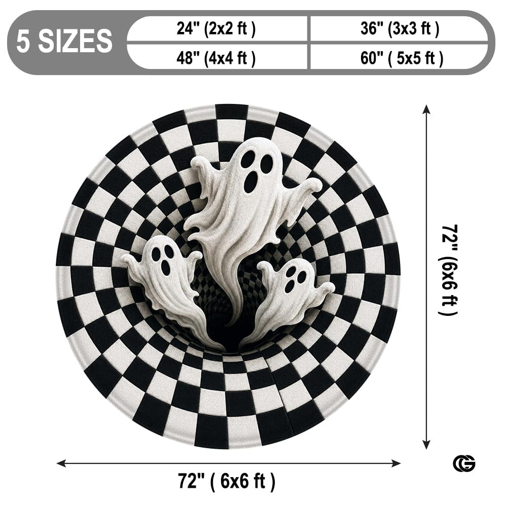 Personalized Halloween 3D Optical Illusion Ghost Round Rug (A04)