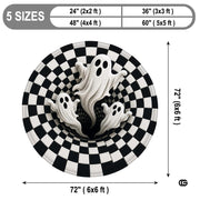 Personalized Halloween 3D Optical Illusion Ghost Round Rug (A04)
