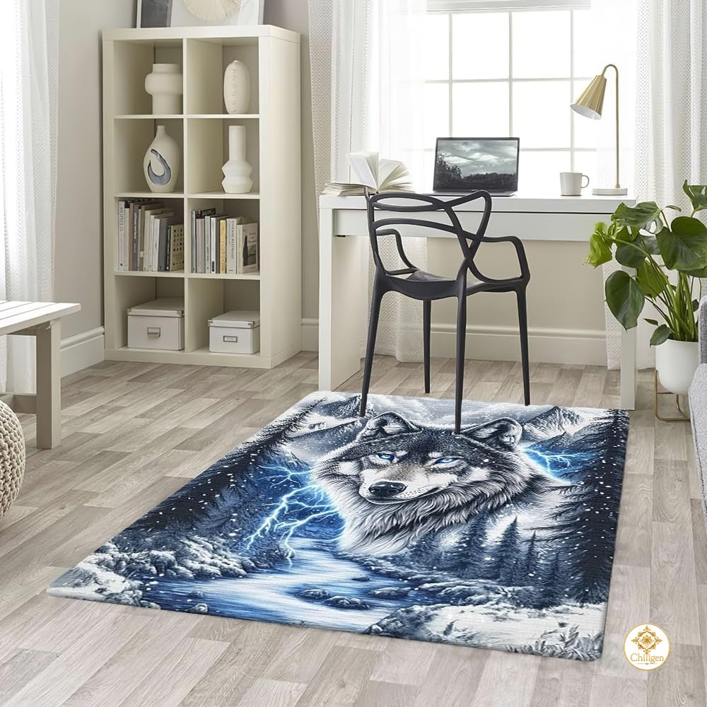 Custom Galaxy Wolves Welcome Mat for Kids Room and Entryway