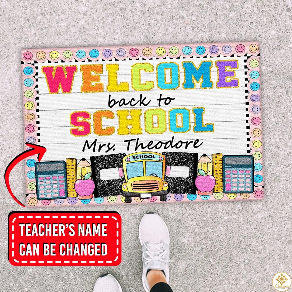 Custom Classroom Welcome Mat for Teachers and School