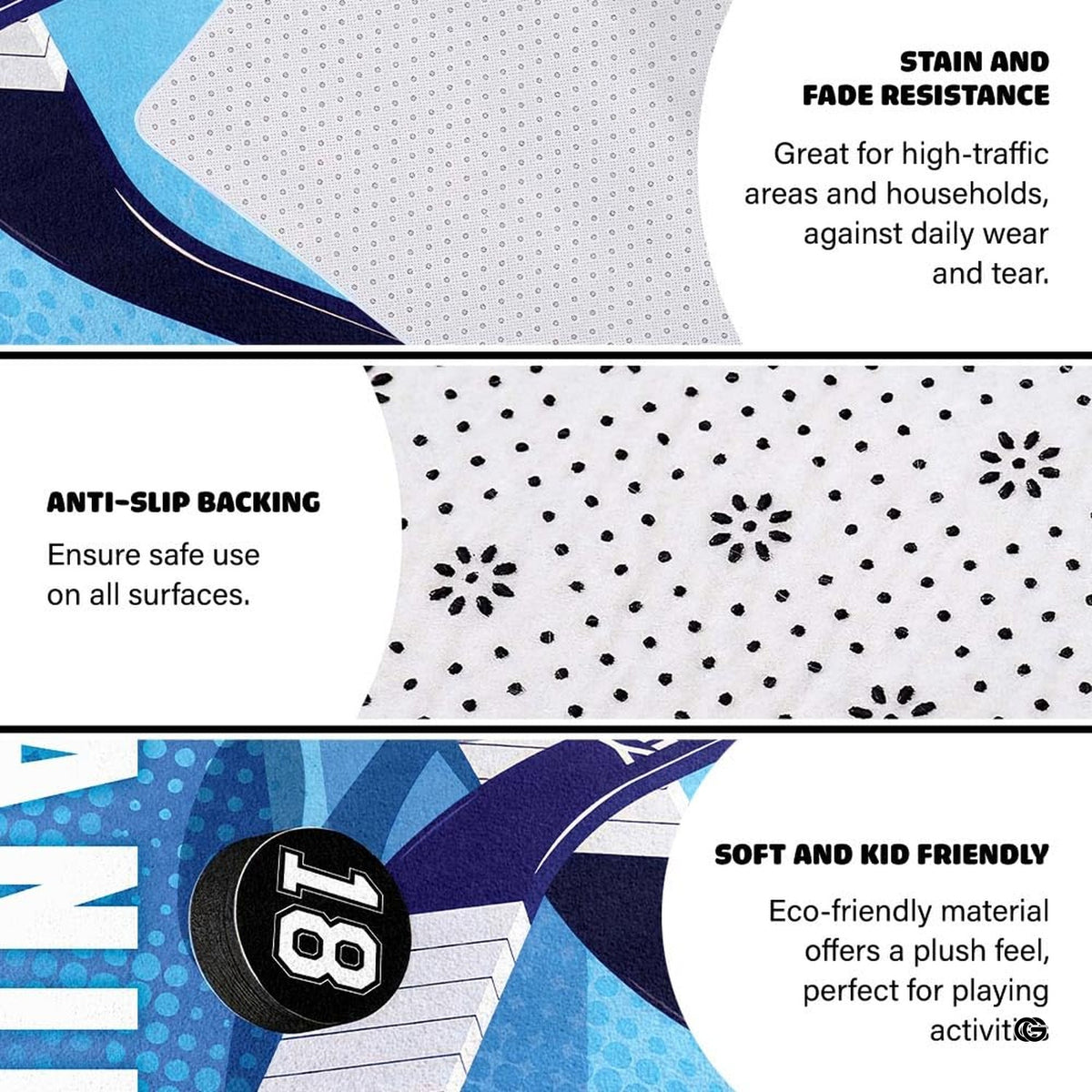 Graphic stick and puck visual motif highlighted decorative accent deep navy and vivid cyan background tones. - image 6 of 7
