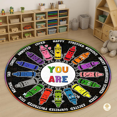 Custom Feelings Wheel Welcome Mat for Classroom and Office
