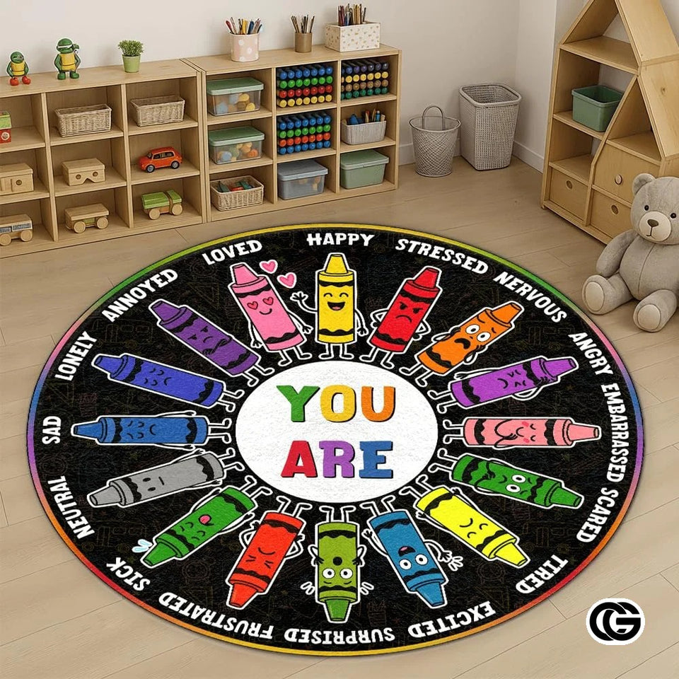 Custom Feelings Wheel Welcome Mat for Classroom and Office