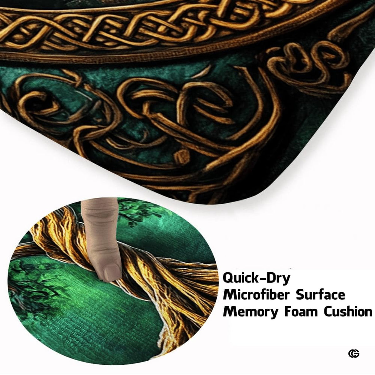 Soft low-pile microfiber surface texture on Celtic Tree of Life rug - image 3 of 8