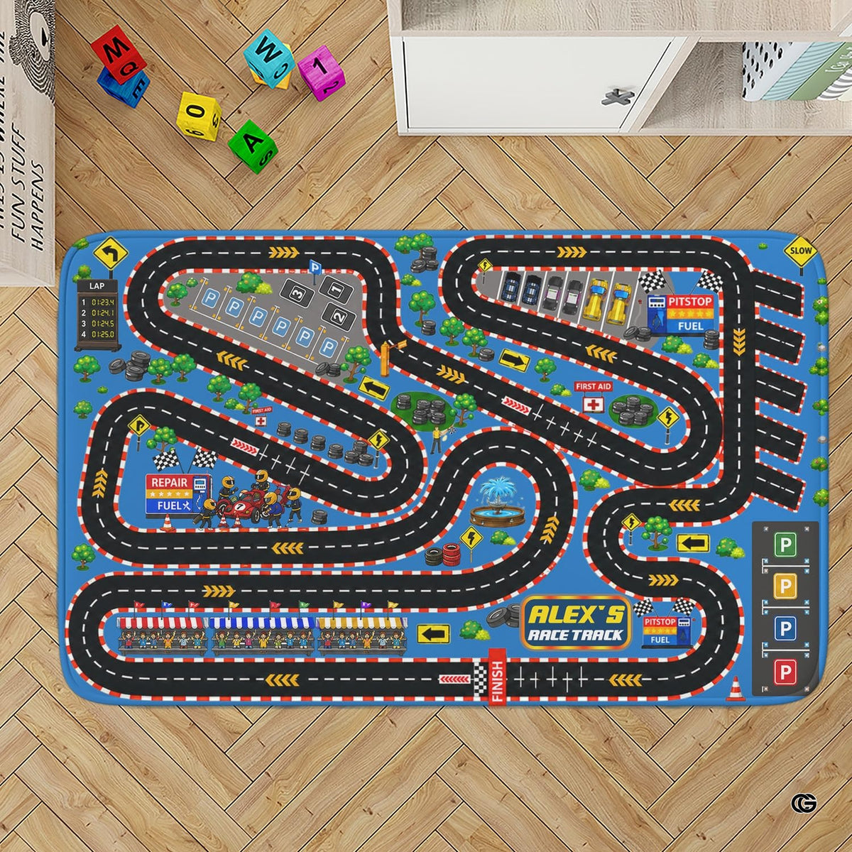 Spectator stands and colorful cartoon crowd graphics on thematic accent thematic accent area rug - image 6 of 9