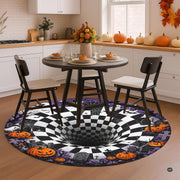 Custom Halloween 3D Optical Illusion Round Rug Skeleton Horror Area Rug (1, #10)