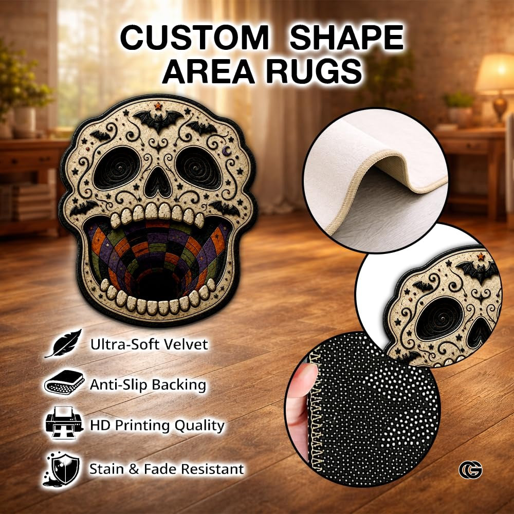 Personalized Halloween 3D Optical Illusion Shaped Rug (A02)