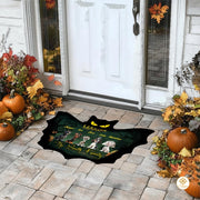 Custom Halloween Dog Doormat with Pumpkin and Bat Details - Style #2