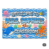 Personalized Classroom Doormat with Teacher Name and Notebook Pattern - Class-19