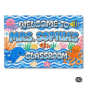 Personalized Classroom Doormat with Teacher Name and Notebook Pattern - Class-19