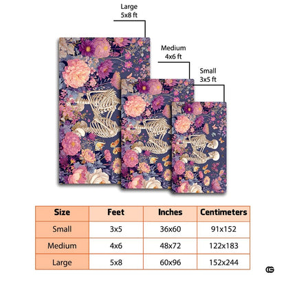 Size proportion guide showing small 3x5, medium 4x6, and large 5x8 area rug dimensions - thumbnail image 4 of 8