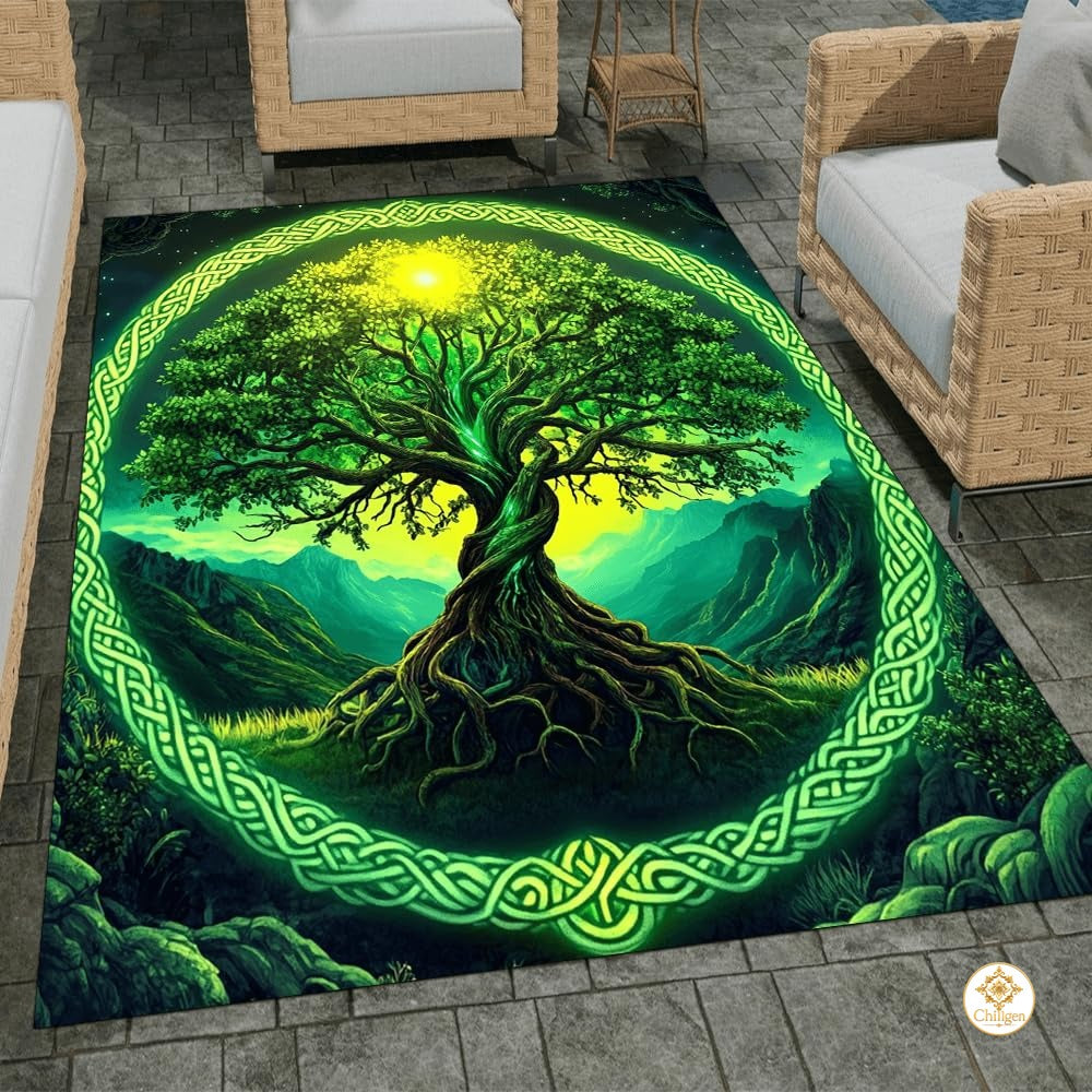 Custom Tree of Life Doormat with Celtic Pattern and Non Slip Backing - Tree-ds25