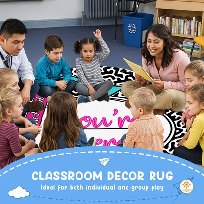 Custom Educational Welcome Mat with Notebook and School Bus Details