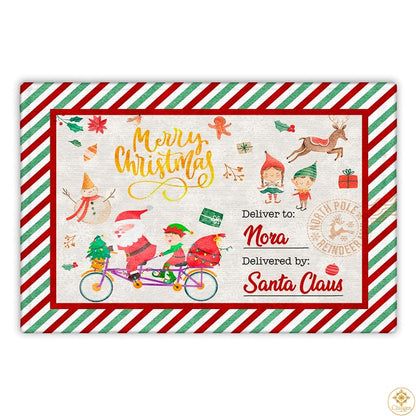 Personalized Christmas Doormat with Custom Family Name and Text