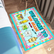Personalized Welcome Mat with Custom Teacher Name and Chibi Design