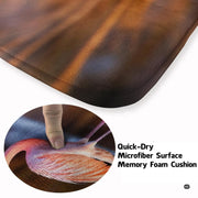 Close-up perspective of sunset amber and twilight blue tones on a flamingo motif area rug. - thumbnail image 4 of 7