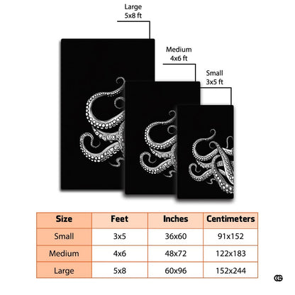 Lifestyle scene featuring family lounging on black and white octopus area rug. - thumbnail image 5 of 7