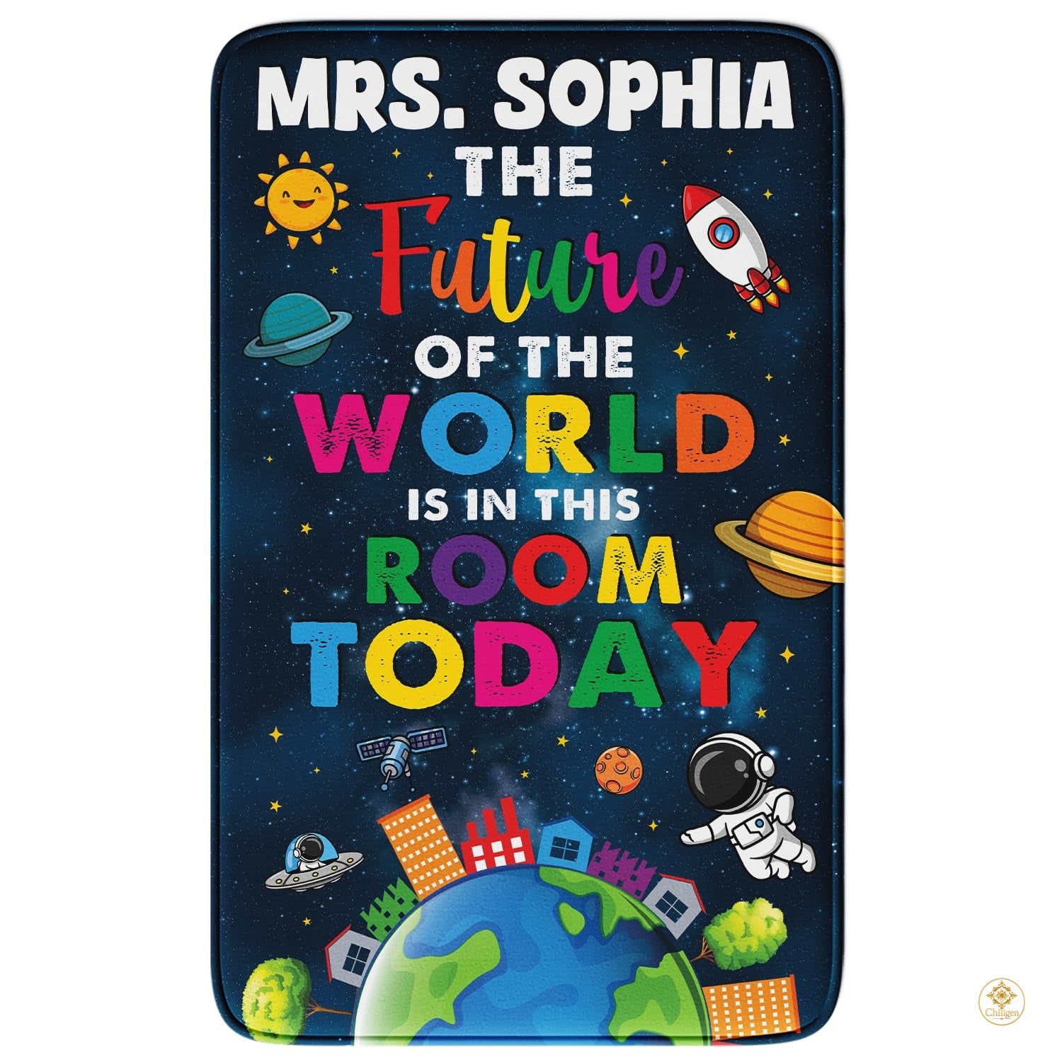 Personalized Composition Notebook Welcome Doormat with Teacher Name
