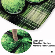 Soft low-pile microfiber fabric and foam cushioning detail of shamrock plaid rug - thumbnail image 3 of 8