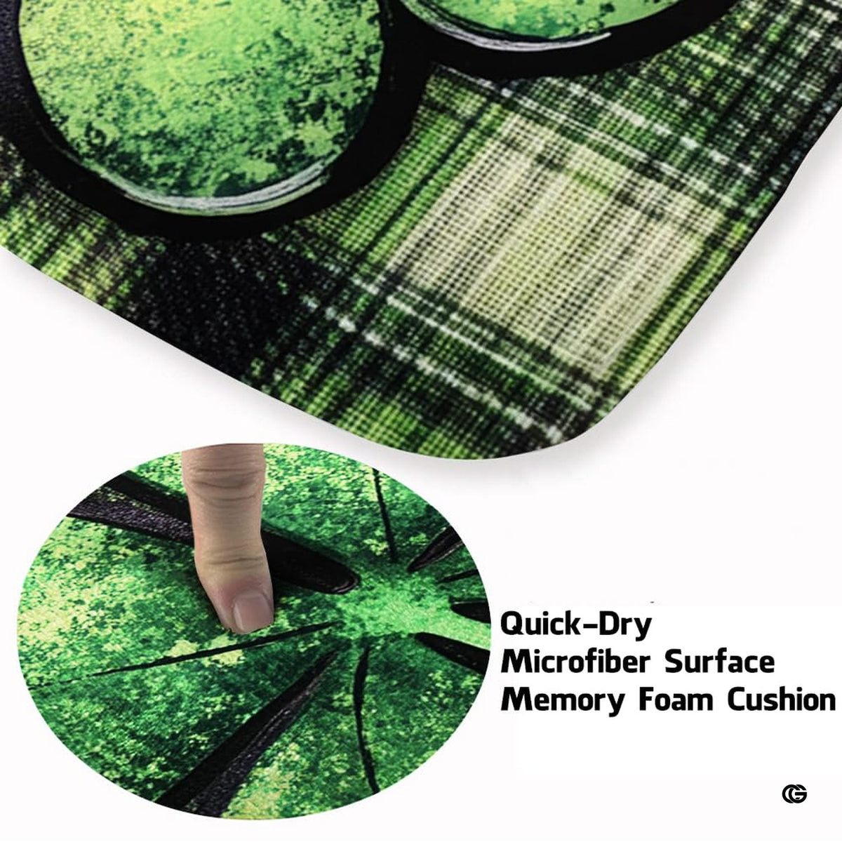 Soft low-pile microfiber fabric and foam cushioning detail of shamrock plaid rug - image 3 of 8
