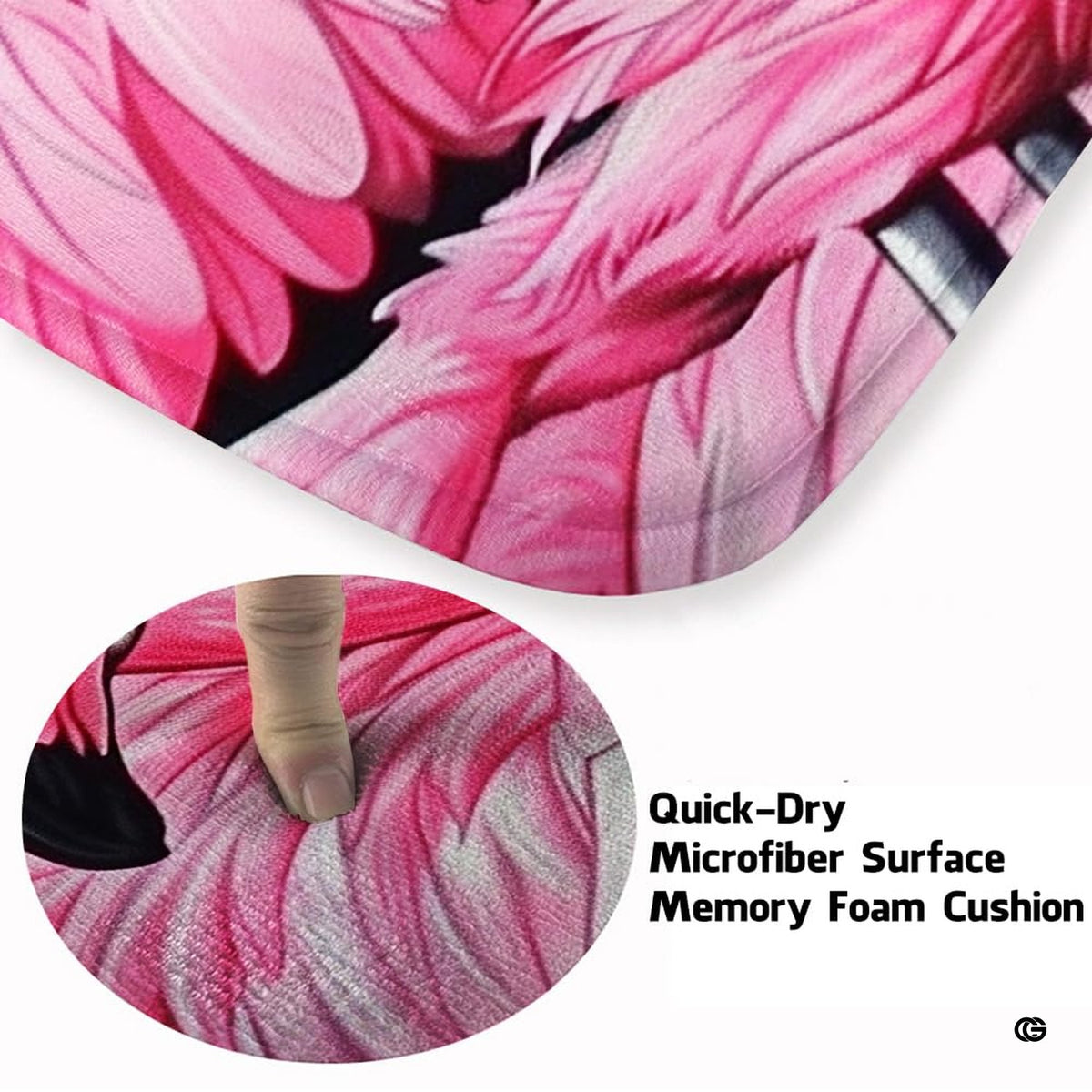 Soft low-pile microfiber fabric and foam cushioning detail of flamingo feathers rug - image 3 of 7