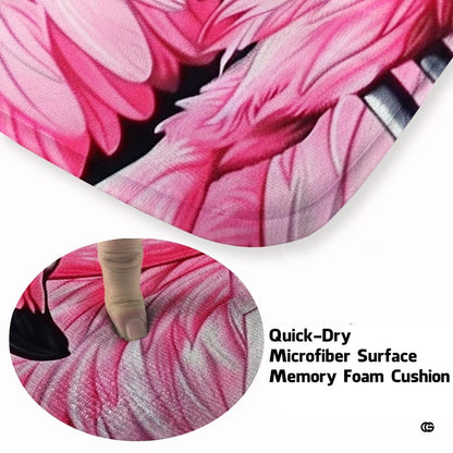 Soft low-pile microfiber fabric and foam cushioning detail of flamingo feathers rug - thumbnail image 3 of 7