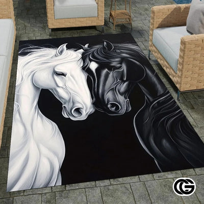 Custom Running Horse Area Rug with Non-Slip Backing - Horse-ds19