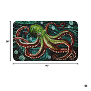 Stained glass marine life area rug styled in modern living room setting under seating and coffee table. - thumbnail image 3 of 7