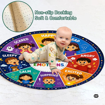 Wheel of Feelings and Emotions Round Rug, Educational Mental Health Rug for Classroom, Educational Animal Shape School Mat, Back to School Gift (Feeling 2)
