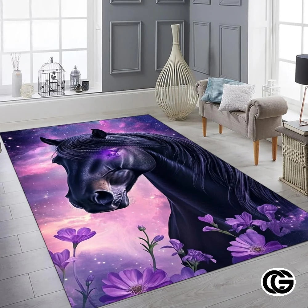 Custom Running Horse Area Rug for Living Room and Bedroom