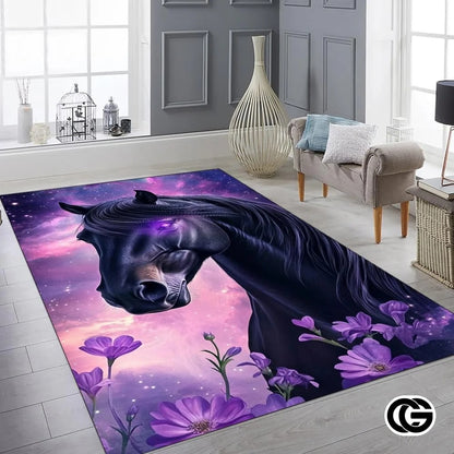 Custom Running Horse Area Rug for Living Room and Bedroom