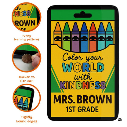 Crayon box classroom display rug styled on light hardwood flooring beside low study furniture. - thumbnail image 4 of 7
