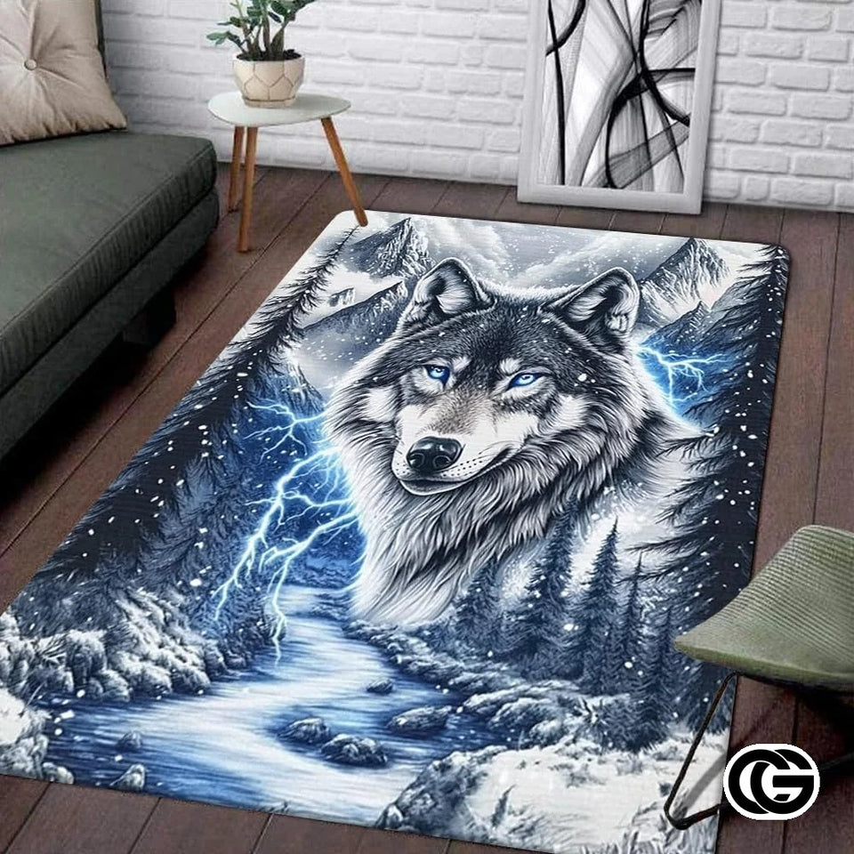 Custom Galaxy Wolves Welcome Mat for Kids Room and Entryway