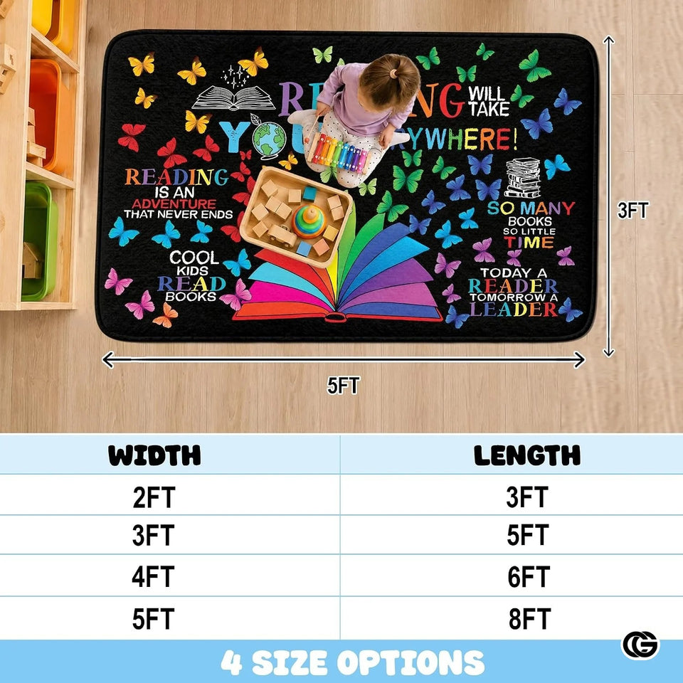 Custom Reading Corner Welcome Mat for Classroom and Library - Style 5